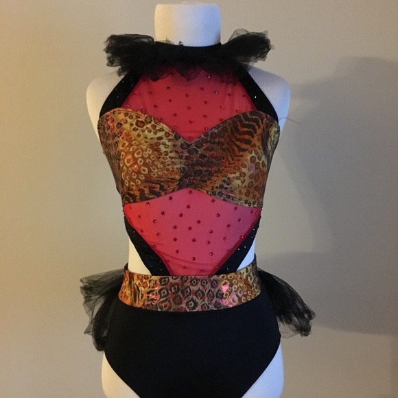 Leopard Print and Pink Women's Dance Costume - Picture 3 of 3